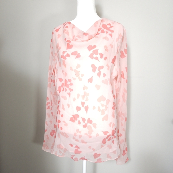 Chadwick's Vintage 100% Silk Women's Pink Heart Pattern Sequined Top Size 16 - Picture 1 of 7